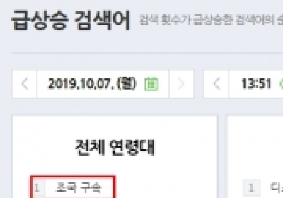 '검색어 전투' 40대 연령층 집결도 가장 높아... '조국구속' 1위 VS '조국수호' 4위