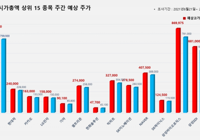 <빅터뉴스 주가 예측> 코스피 시가총액 상위 15선_6월21일