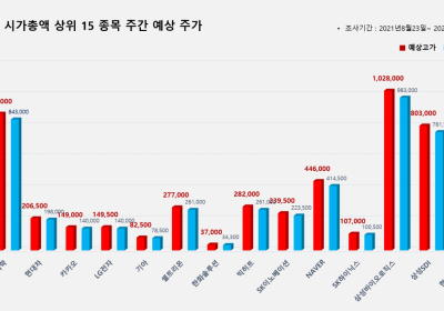 <빅터뉴스 주가 예측> 코스피 시가총액 상위 15선_8월23일