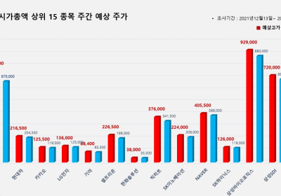 <빅터뉴스 주가 예측> 코스피 시가총액 상위 15선_12월 13일