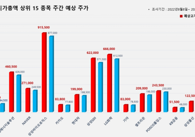 <빅터뉴스 주가 예측> 코스피 시가총액 상위 15선_8월 8일