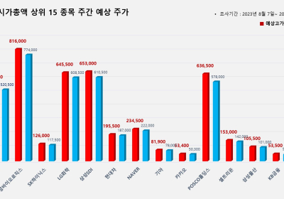 <빅터뉴스 주가 예측> 코스피 시가총액 상위 15선_8월 7일