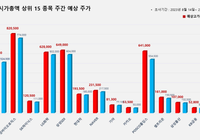 <빅터뉴스 주가 예측> 코스피 시가총액 상위 15선_8월 14일