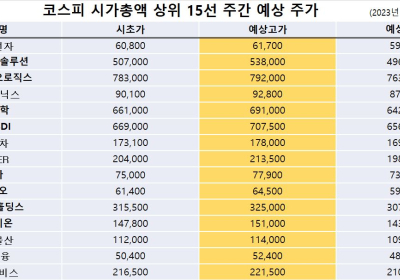 <빅터뉴스 주가 예측> 코스피 시가총액 상위 15선_2월 27일
