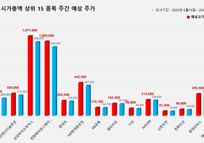 <빅터뉴스 주가 예측> 코스피 시가총액 상위 15선_6월 16일
