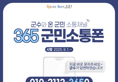 고흥군 ‘365 군민소통폰’한 달여 만에 203건 접수